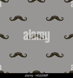 Black Hairy Mustache Silhouettes Seamless Pattern Stock Vector