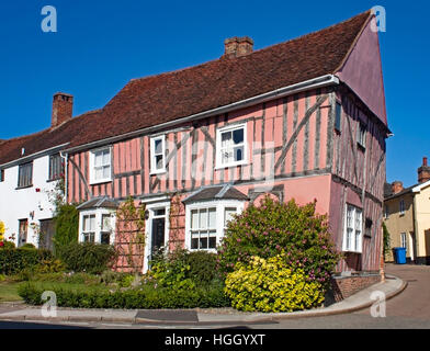 Medieval half-timbered house in the High Street, Lavenham,Suffolk,England Stock Photo