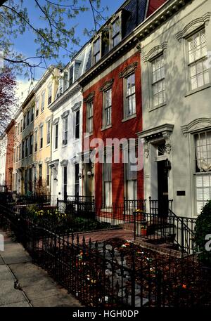 Washington, DC - April 11, 2014:  Elegant 18-19th century row houses in the Capitol Hill East historic district Stock Photo