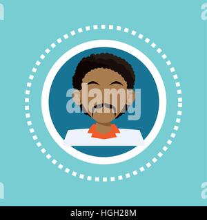 character black man mustache social media blue background Stock Vector