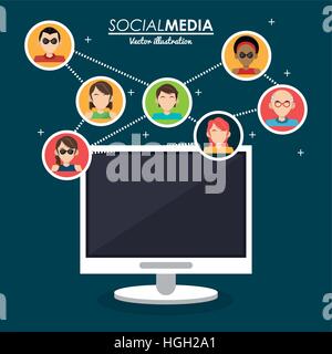 community social media computer system Stock Vector