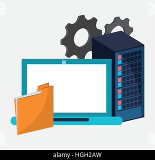 data center setting laptop file Stock Vector