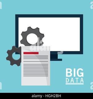 big data comuter gears document Stock Vector
