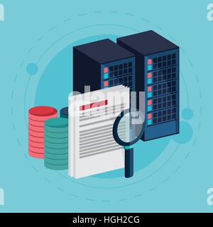 data center process document search Stock Vector