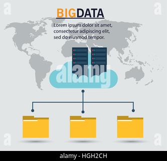 big data server cloud folder file Stock Vector