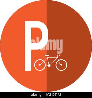 bycicle road sign parking shadow Stock Vector