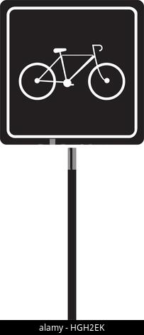 silhouette bycicle road sign parking Stock Vector