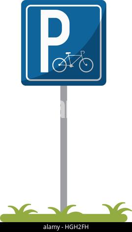 bycicle road sign parking Stock Vector