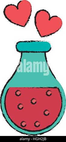 drawing bottle elixir love potion hearts Stock Vector