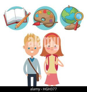 school kids ready activity education supplies Stock Vector