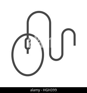 Computer Mouse Thin Line Vector Icon Isolated on the White Background. Stock Vector