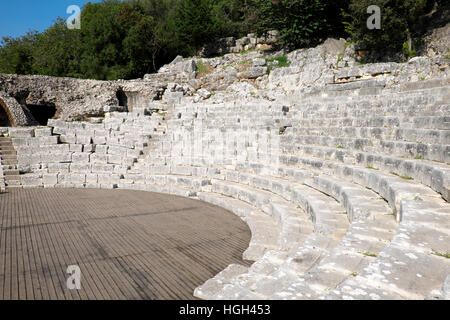 Roman theatre, amphitheatre, ancient city of Butrint, region Vlora, Albania Stock Photo