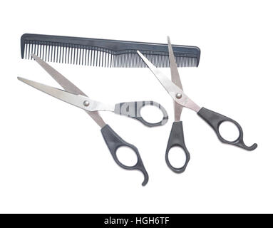 scissors, comb isolated on white background Stock Photo