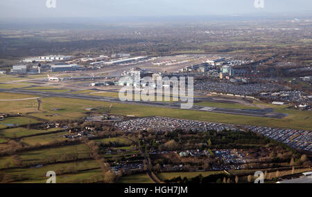 aerial view of Manchester Airport, UK Stock Photo