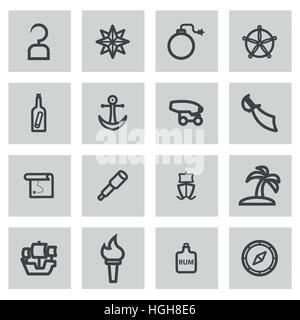 Vector line pirate icons set Stock Vector