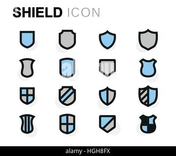 Vector flat shield icons set Stock Vector