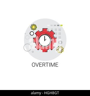 Overtime Extra Hours Work Icon Stock Vector
