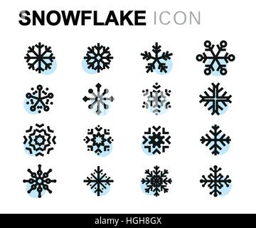 Vector flat snowflake icons set on white background Stock Vector