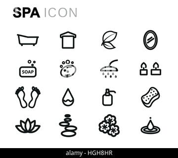 Vector line spa icons set on white background Stock Vector