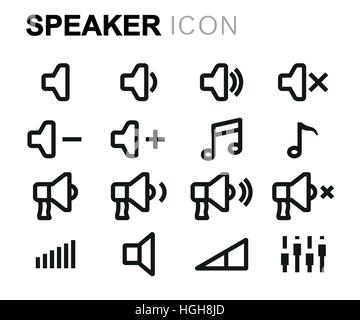 Vector line speaker icons set on white background Stock Vector