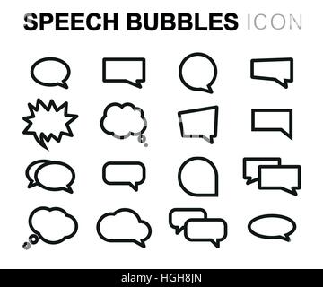 Vector line speech bubbles icons set on white background Stock Vector