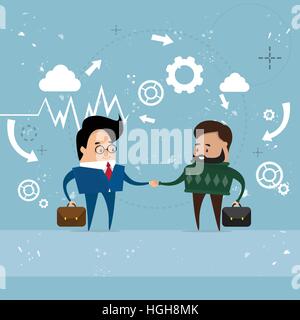 Two Businessman Hand Shake, Business Man Handshake Agreement Concept Stock Vector