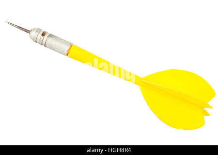 Old yellow dart arrow isolated on white background Stock Photo