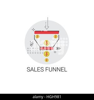 Sales Funnel Analysis Concept Finance Digram Data Icon Stock Vector