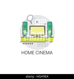 Screen Tv Home Digital Cinema Audio Speaker Set Icon Stock Vector