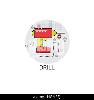 Drill Tool Building Construction Engineering Icon Stock Vector