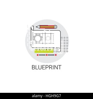Blueprint Building Project Construction Engineering Icon Stock Vector