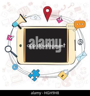 Application Development Creative Process Business Concept Banner Concept Doodle Hand Draw Sketch Background Stock Vector