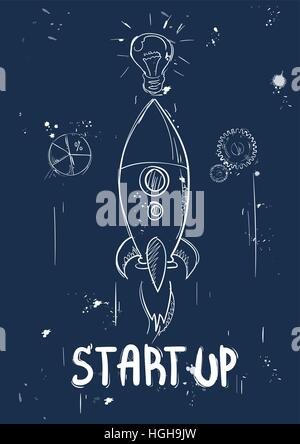 Start Up Concept New Business Plan Doodle Hand Draw Sketch Background Stock Vector