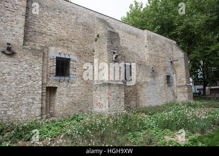 Historical bunker from the Second World War in Veurne, Belgium with barred windows Stock Photo