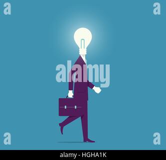 Business man with light bulb head concept Stock Vector
