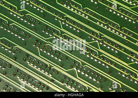 Electronic circuit board closeup Stock Photo