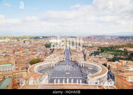 Aerial view of Rome as seen from the Papal Basilica of St. Peter Stock Photo