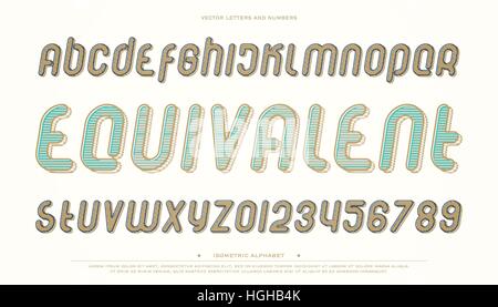 set of stylized alphabet letters and numbers isolated on white background. vector isometric, slanted font type. modern italics typeface design. inclin Stock Vector