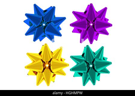 Colorful Gift Bows Isolated on White Background. 3D Rendered Gift Bows. Stock Photo