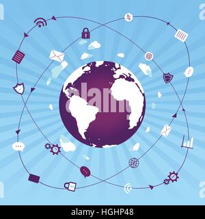 Global world network data traffic Stock Vector