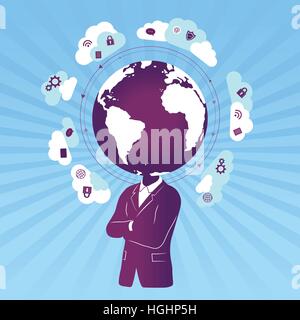 Businessman with global / cloud data Stock Vector