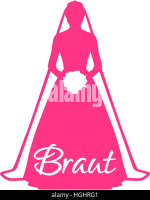 Pink bride with german word Stock Photo