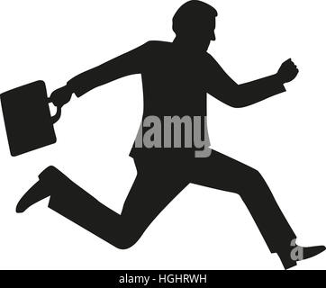 Running business man silhouette Stock Photo