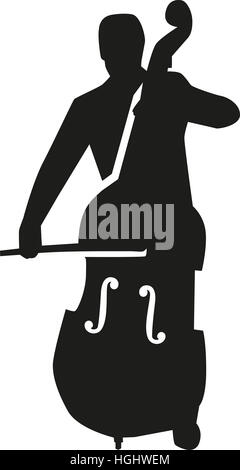 Contrabass player silhouette Stock Photo