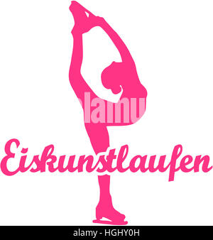 Figure Skating with silhouette and german word Stock Photo