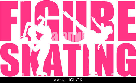 Figure Skating word with silhouette cutouts Stock Photo