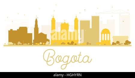 Bogota City skyline golden silhouette. Vector illustration. Simple flat concept for tourism presentation, banner, placard or web site. Business travel Stock Vector