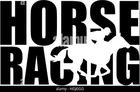 Horse racing word with silhouette cutout Stock Photo