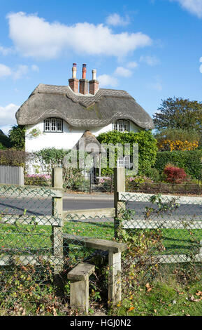 Thatched cottage at Swan Green, Lyndhurst, Hampshire, England, United Kingdom Stock Photo