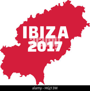 Ibiza map with Ibiza 2017 Stock Photo